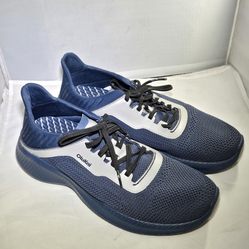 OluKai Island Hopper Mens Sneakers 9.5 Blue Gray Knit Walking Shoes 10543